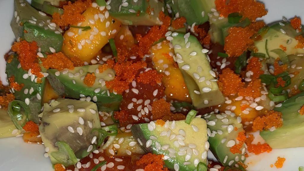 Poke Bowl · Tuna or salmon, cucumber, avocado, and mango. Tossed in a sesame oil dressing with masago, scallions and sesame seeds. Regular or spicy.

*Consuming raw or undercooked meat, poultry, seafood, shellfish or eggs may increase the risk of foodborne illness.