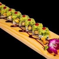 Guacamole Roll- · Shrimp Tempura, Top with avocado, cilantro, jalapenos guacamole