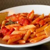 Penne Marinara · penne topped with Georgio's marinara sauce.  served with a piece of garlic bread.