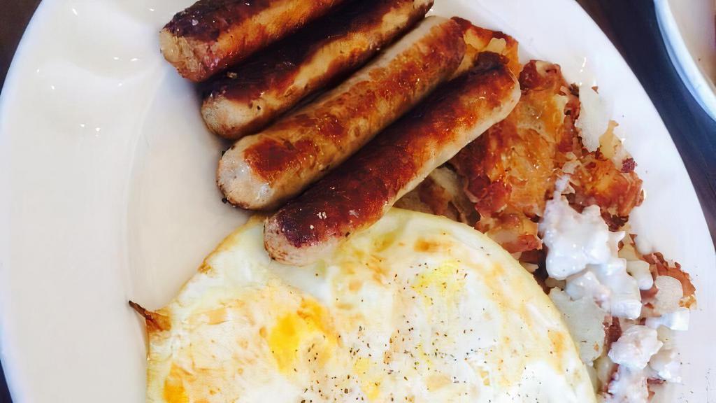 2 Eggs & Meat · Choice of ham, bacon, sausage.