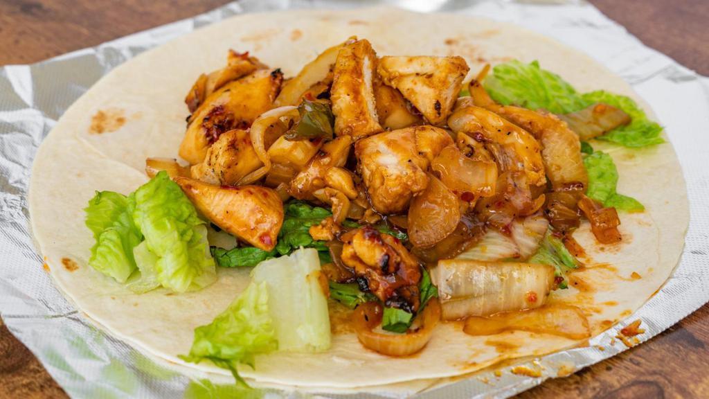 Sweet Baby'S Bbq Chicken Wrap · Grilled chicken, onions ,peppers and lettuce smothered is sweet bbq sauce