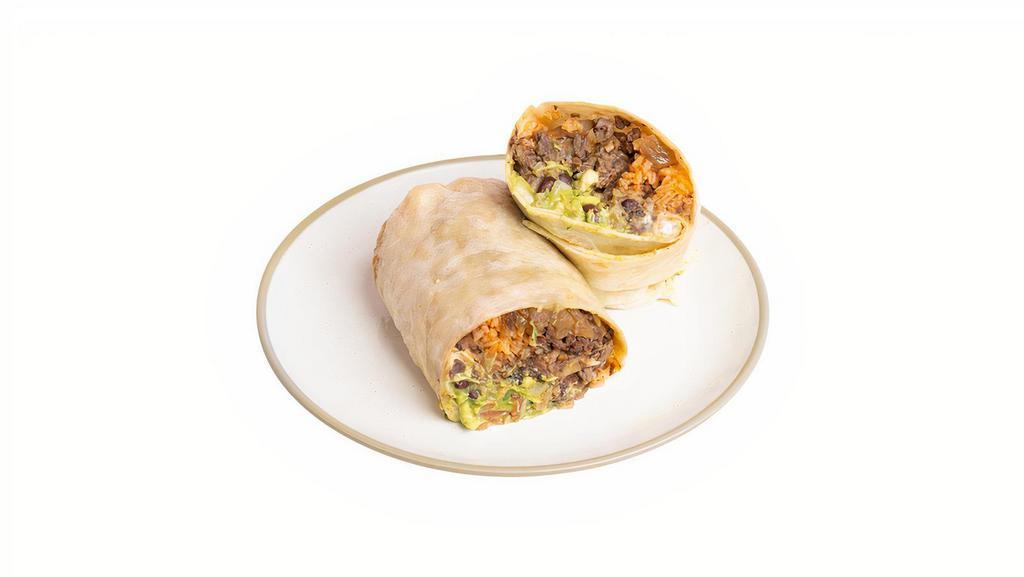 A La Carte Burrito · Filled with: cheese, beans, rice, lettuce, tomato and sour cream. Choice of meat: steak, chorizo, chicken, al pastor, veggies and ground beef