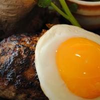Steak & Eggs · A hearty 9 oz New York Strip prepared to perfection, with two extra large eggs served any st...