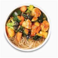 Veggie Bop · Korean style, Veggies. Served with rice, cabbage mix, and noodle.