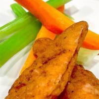Chicken Tenders (2) · Free-range chicken tenders, double breaded and fried to golden perfection. Served with side ...