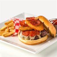 The Italian Burger · A job for the Italian stallion. Fire-grilled Beef patty under a tower of mozzarella cheese, ...