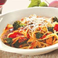 Spaghetti Made With Gluten- Free Ingredients · Spaghetti made with gluten-free ingredients tossed with choice of pomodoro or alfredo sauce....