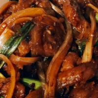 Mongolian Beef · Spicy. Served with a choice of rice and a side.