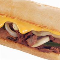 Chicagoland Cheesesteak · Philly cheese, provolone, and white American cheese with grilled onions, green peppers, and ...