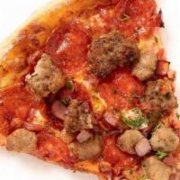 New York Meat Primo Slice · Calling all meat lovers! The Meat Primo Pizza boasts all of the meat you could ever want on ...