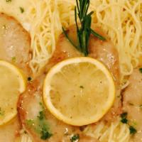 Chicken Limone · Sauteed in lemon, butter and wine sauce, served with angel hair pasta.