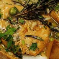 Chicken Vesuvio · Sauteed in olive oil, garlic and wine sauce, rosemary, and peas, served with oven roasted ve...