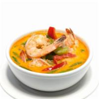 Panang Curry · Panang curry paste with coconut milk, ground peanut, bell peppers and kiffir lime leaves