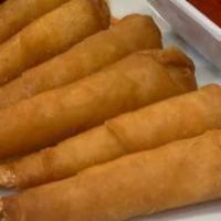 Golden Shrimp (4Pcs) · Deep fried shrimp wrapped with spring roll skin served with three flavor sauce.