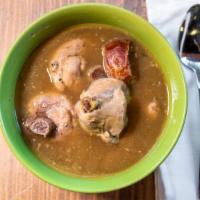 Fufu & Pepper Soup (Regular) · Mouth-watering dough made with plantain, complemented by a chicken and beef broth based pepp...
