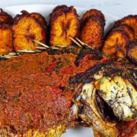 Fried Plantain & Fish · Plantains are ripened to perfection, hand sliced and fried to provide a caramelized coating....