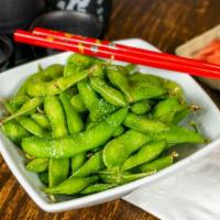 Edamame · Traditional soybeans imported from Japan heated and lightly salted.