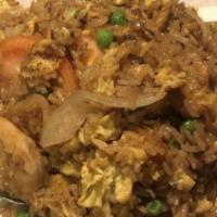 Kow Pad Talay (Seafood Fried Rice) · Fried rice with shrimp, krab, scallops, green onions, tomatoes, onions, onions, pea-carrots ...