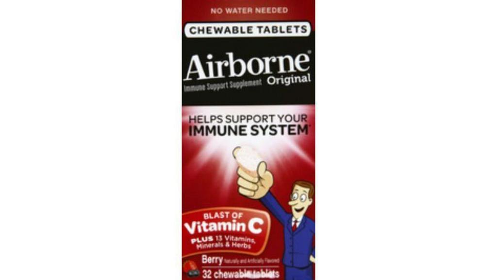 Airborne Immune Support Chewable Tablets Berry (32 Count) · Immune Support Supplement. Naturally and artificially flavored. No water needed. Helps support your immune system.