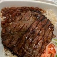 Especial De Carne · Steak special. Served with rice, beans, and salad.