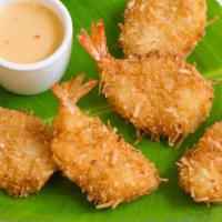Coconut Shrimp / 椰蓉虾 · coconut flake deep fried shrimp, 6 pieces, spicy mayo sauce