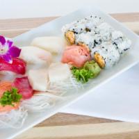 Sushi & Sashimi Combo Lunch · 4 pcs sushi, 6 pcs sashimi, spicy crabmeat roll