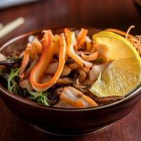 Ika Sansai (Squid Salad) · A delicious combination of squid (seasoned), mushroom, ginger, sesame seed.