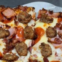 Meatlovers + Small Square · Pepperoni // Italian Sausage // Ham // Crisp Bacon