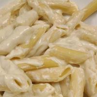 Kids Alfredo · Penne Pasta // Tossed with Alfredo.