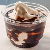 Hot Fudge Soft Serve Sundae · Hot fudge with vanilla soft serve  ice cream