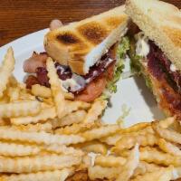 Blt · Toasted Texas toast or flour wrap with lettuce, tomato, and mayo, double the bacon at additi...