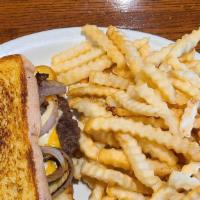 Patty Melt · Burger patty served on texas toast, with both white and yellow american cheese, and grilled ...