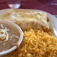 Enchiladas (3 Pcs) V · Your choice of spicy, mild or mole sauce or three rolled up tortillas stuffed with cheese, z...