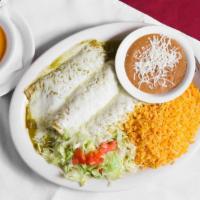 Enchilada Dinner · Your choice of mild, spicy or mole sauce with choice of meat chicken, ground beef, pork or s...