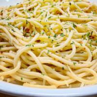 Spaghetti · Garlic bread, marinara, and melted cheese.
