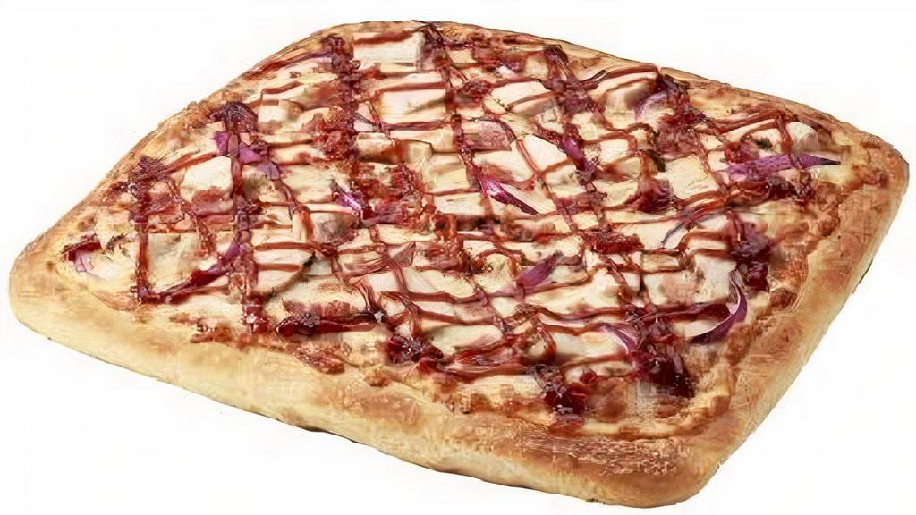 Bbq Chicken Pizza · Sweet Baby Ray's BBQ sauce, grilled chicken, red onion and bacon, drizzled with Sweet Baby Ray's BBQ sauce.