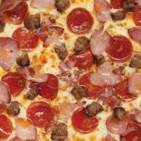 Spicy Italian Pizza · Italian dressing base, minced garlic, salami, pepperoni, ham and Italian sausage.