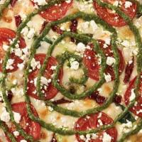 Roma Pesto Pizza · Sun dried tomato, spinach, tomato, and feta cheese, topped with a swirl of pesto (nut free)....