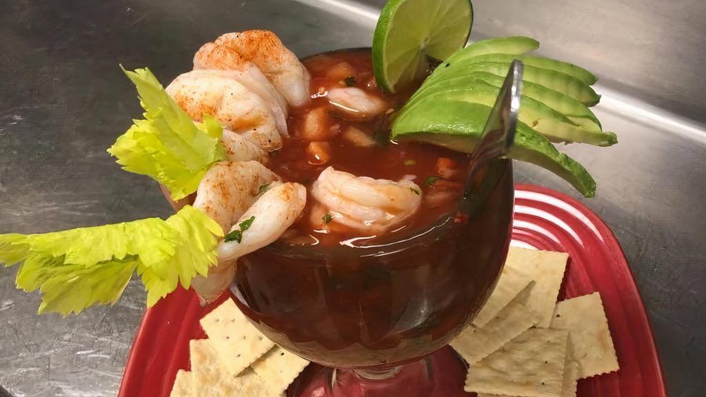 Shrimp Cocktail · Shrimp, pico de gallo and avocado mixed in our special sauce.