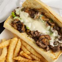 Philly Steak · Grilled onions, green pepper, mayo, provolone cheese.