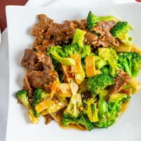 Beef With Broccoli · Sliced beef sauteed with broccoli and bamboo shoots in tasty brown sauce. served with steame...
