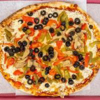 Veggie Pizza · Same fresh ingredients as the veggie pie incorporating onion, mushrooms and eggplant. Spread...