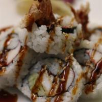 Spider Roll · Soft shell crab, cucumber, caviar, spicy mayo.