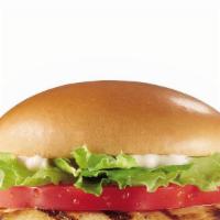 Double Grilled Chicken Sandwich  · Chicken filets cooked on grill. Lettuce tomato mayonnaise cheese topping on toasted whopper ...