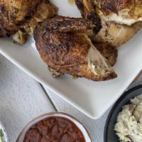 Family Roasted Chicken · 2 whole roasted chickens, choice of 2 family sides.