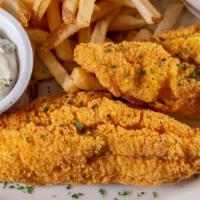 Catfish Platter · Lightly fried with your choice of two sides. French fries and coleslaw are recommended
