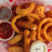 Grand Slam Combo · Combination of  Chicken Tenders, Cheese Stix,  Poppers,  Munchers,  Onion Rings and  Mushrooms