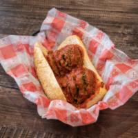 Meatball Sandwich · Two huge homemade Italian style meatballs smothered in marinara and served on toasted Italia...
