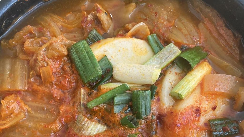 Kimchi Jige · Gluten-free. A spicy casserole with pork, tofu, and kimchi in broth.