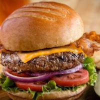 Bacon Cheddar Burger · Crisp bacon, Cheddar, and garlic mayo. Cal. 1860. 

Consuming raw or undercooked meat, poult...